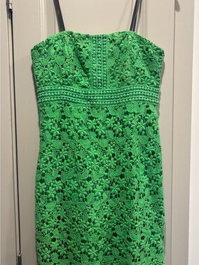 Laundry By Shelli Segal Green Strapless Lace Dress With Sheath Lining, Size 4